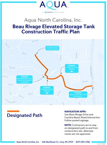 Image of the traffic plan map for Beau Rivage, orange line suggesting the designated path